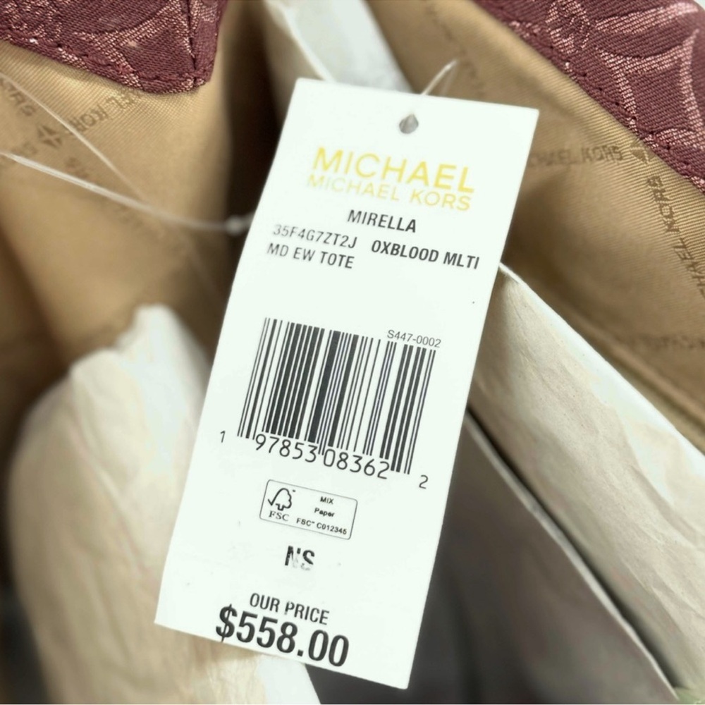 Michael Kors Medium Mirella Tote Bag - Ox Blood Multi - Picture 10 of 10